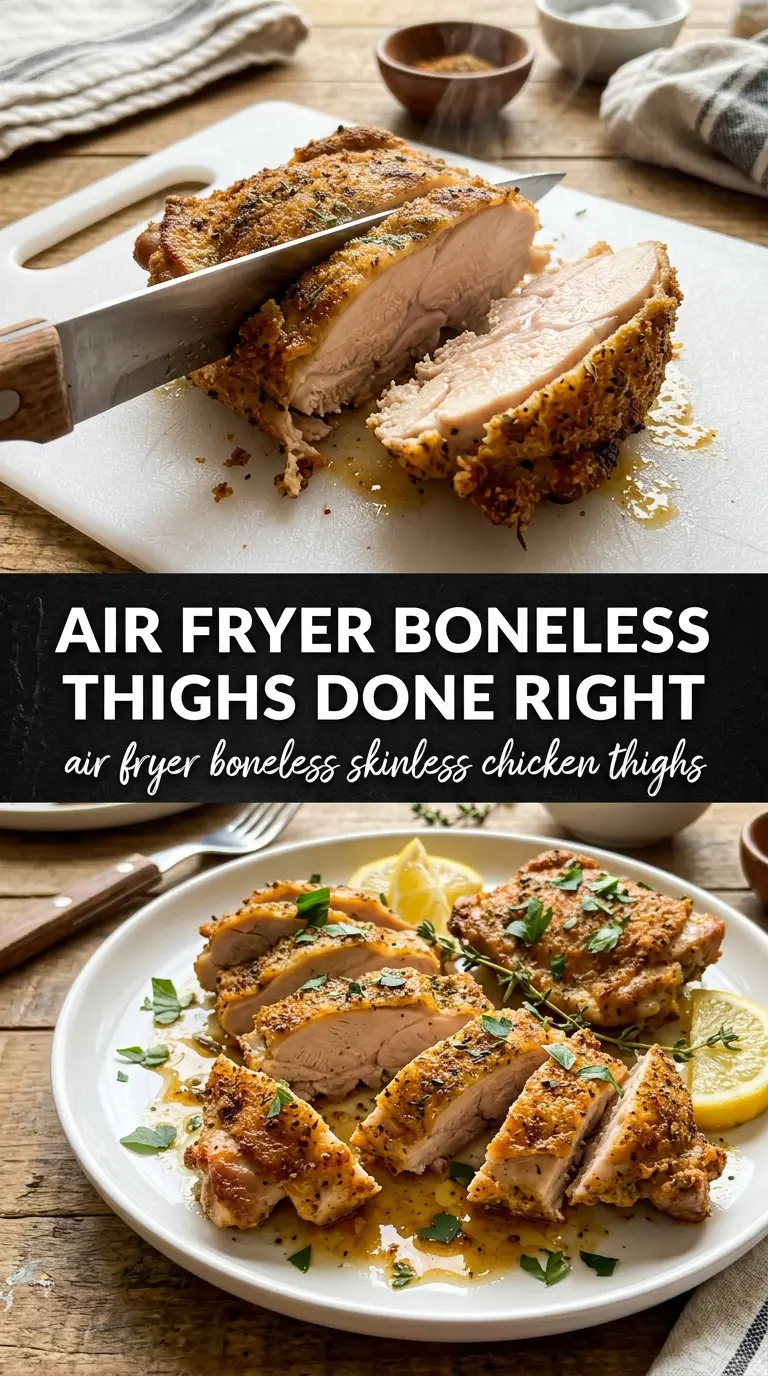 Air Fryer Boneless Skinless Chicken Thighs golden juicy caramelized