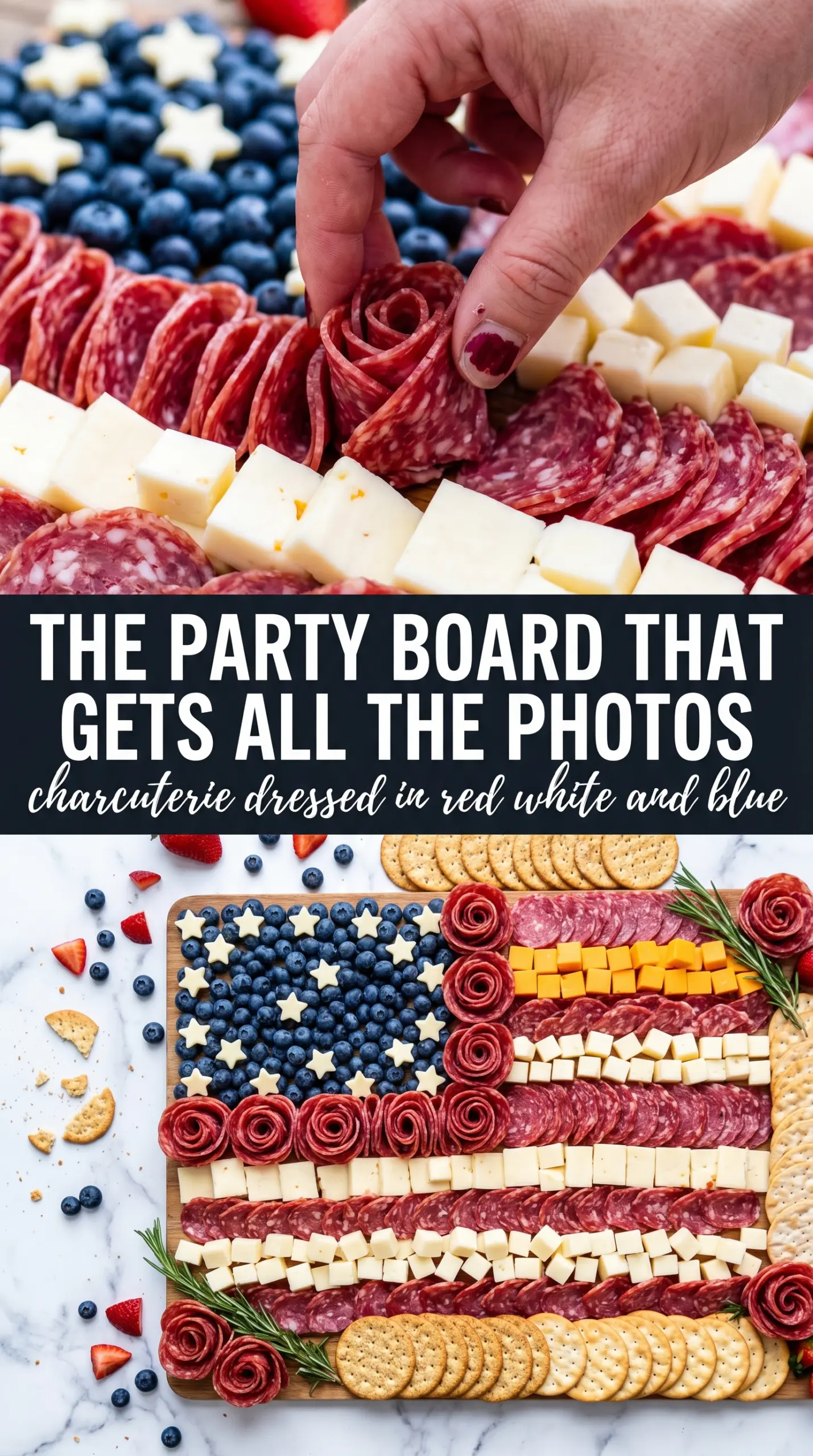 American Flag Charcuterie Board patriotic red white blue
