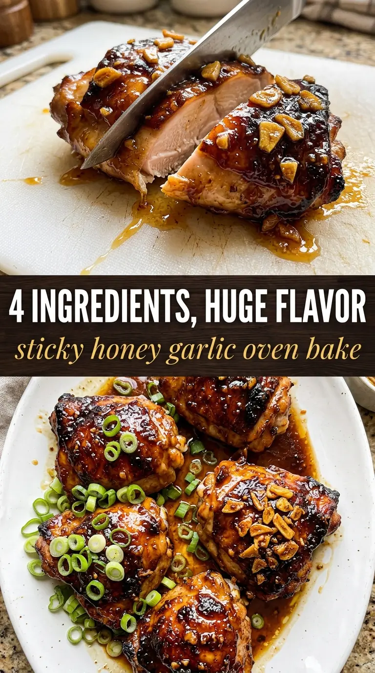 Baked Honey Garlic Chicken Thighs sticky caramelized