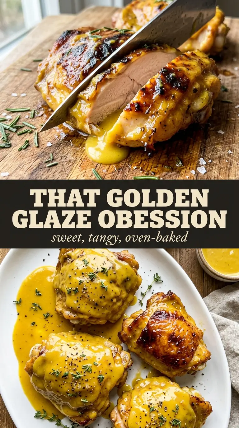 Baked Honey Mustard Chicken Thighs caramelized glossy