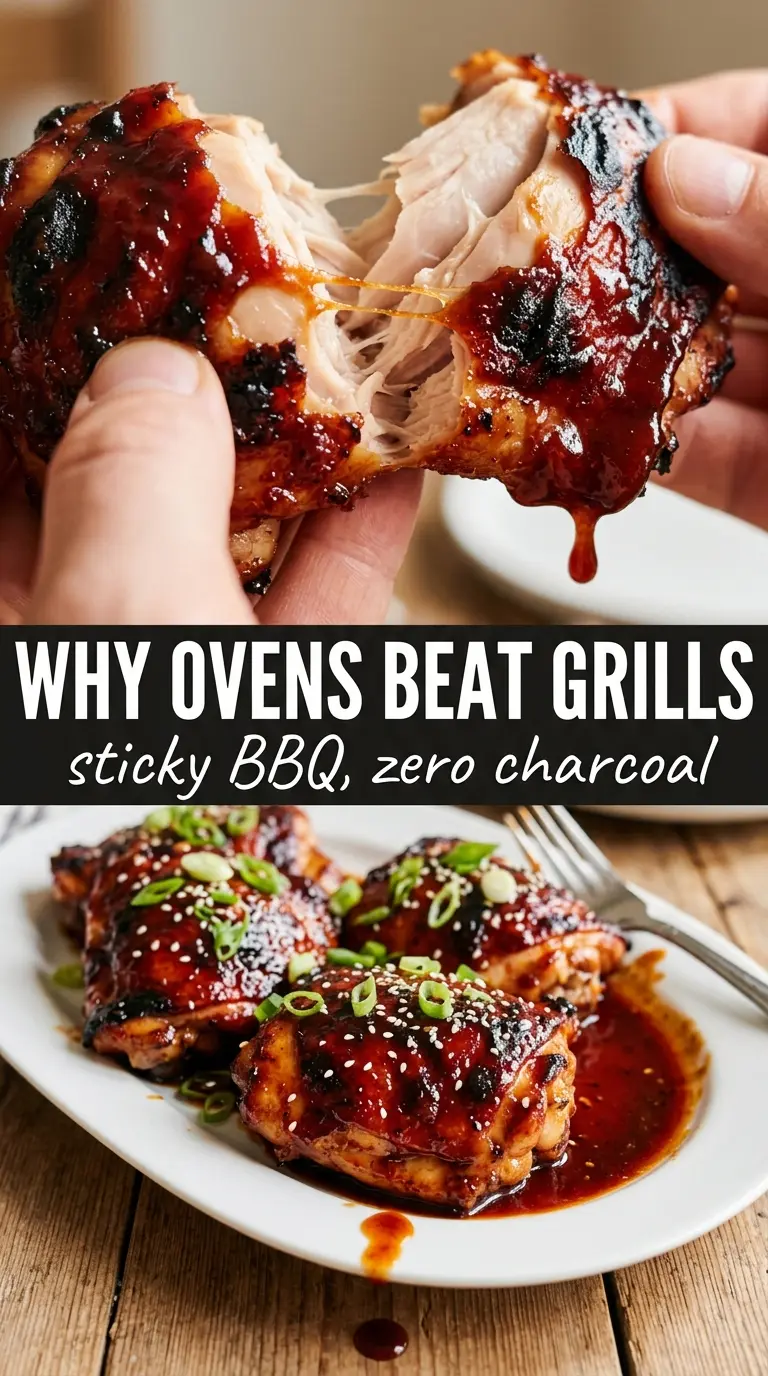 Caramelized BBQ Chicken Thighs In The Oven sticky glazed caramelized