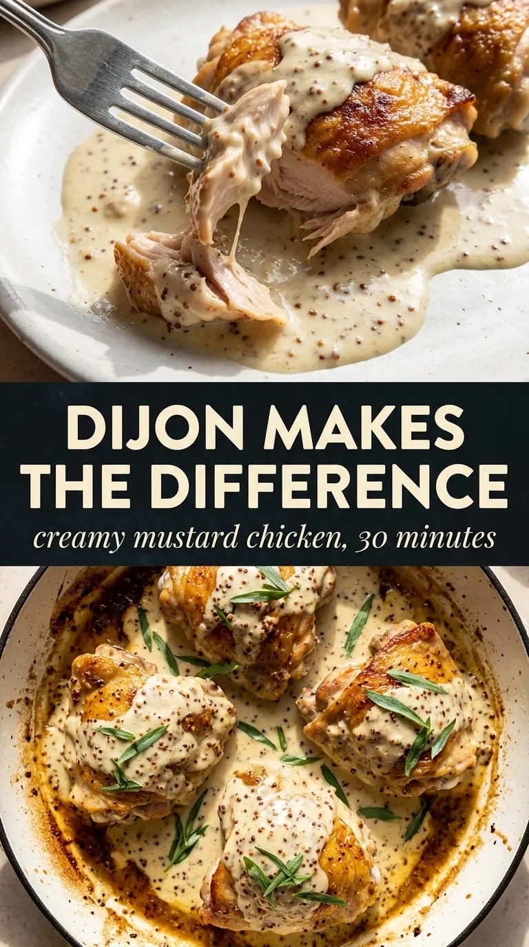 Creamy Mustard Chicken, Dijon cream sauce, tarragon