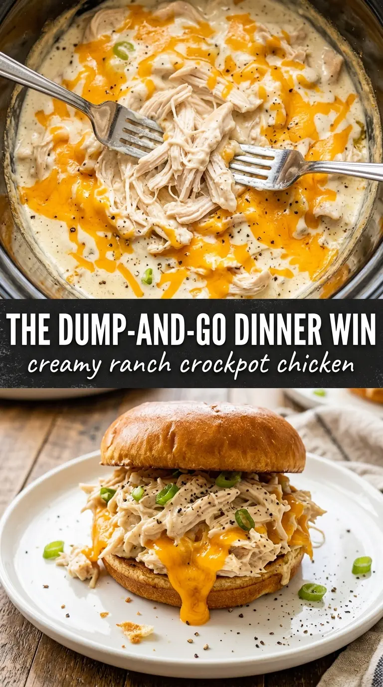 Creamy Ranch Crockpot Chicken creamy shredded
