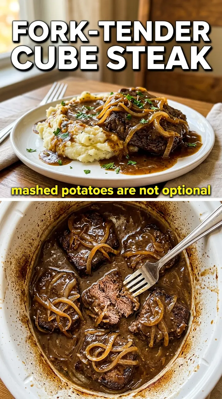 Crock Pot Cube Steak rich onion gravy