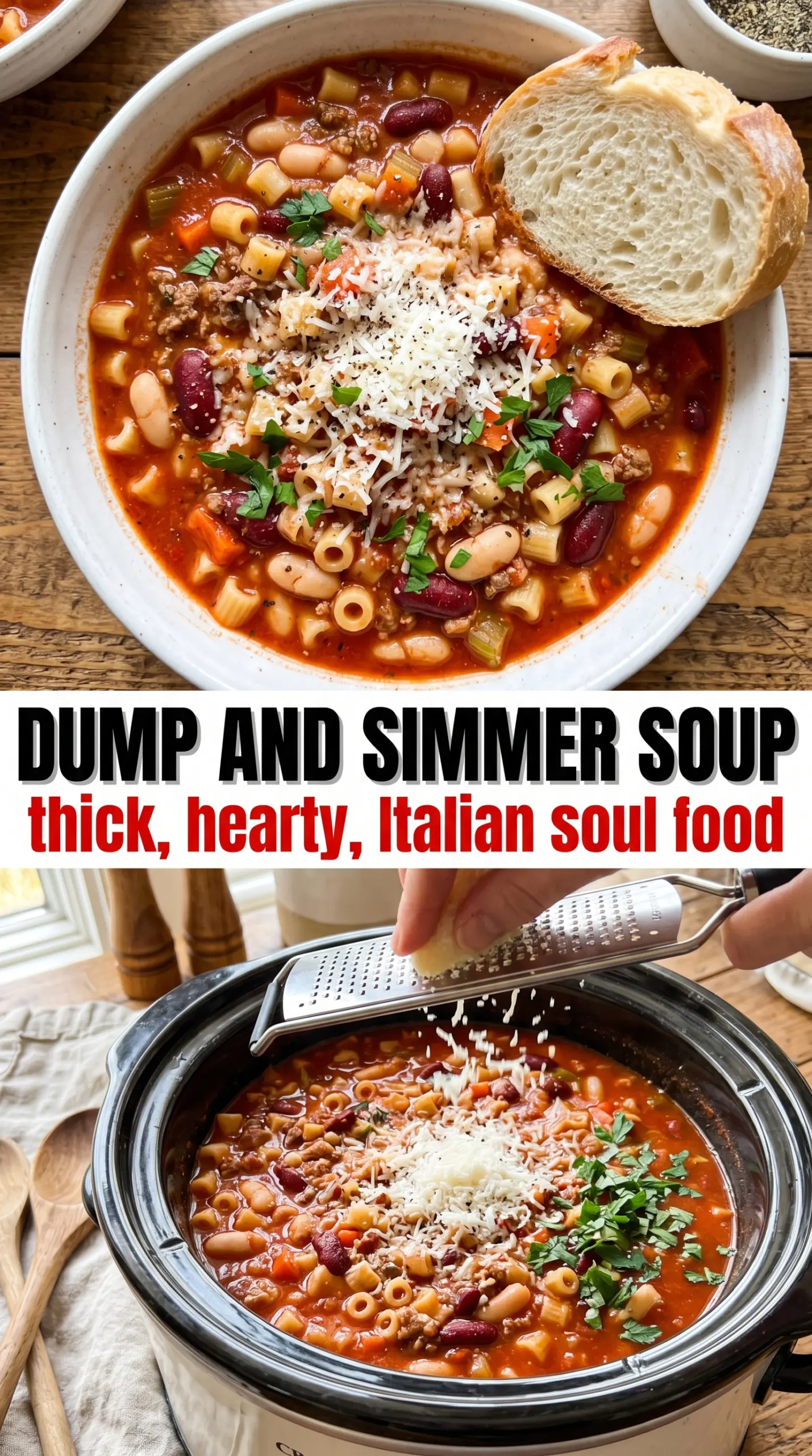 Crock Pot Pasta Fagioli hearty rustic soup
