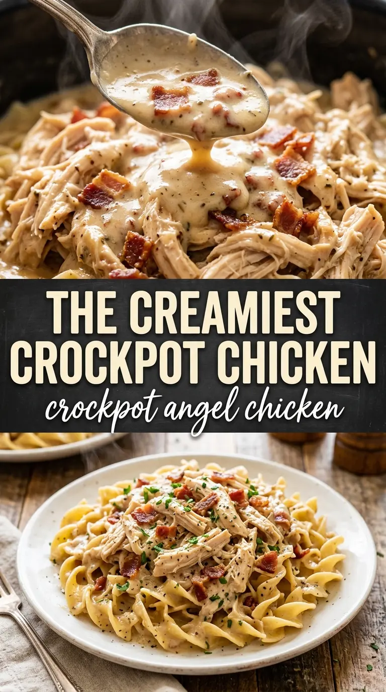 Crockpot Angel Chicken creamy chicken pasta