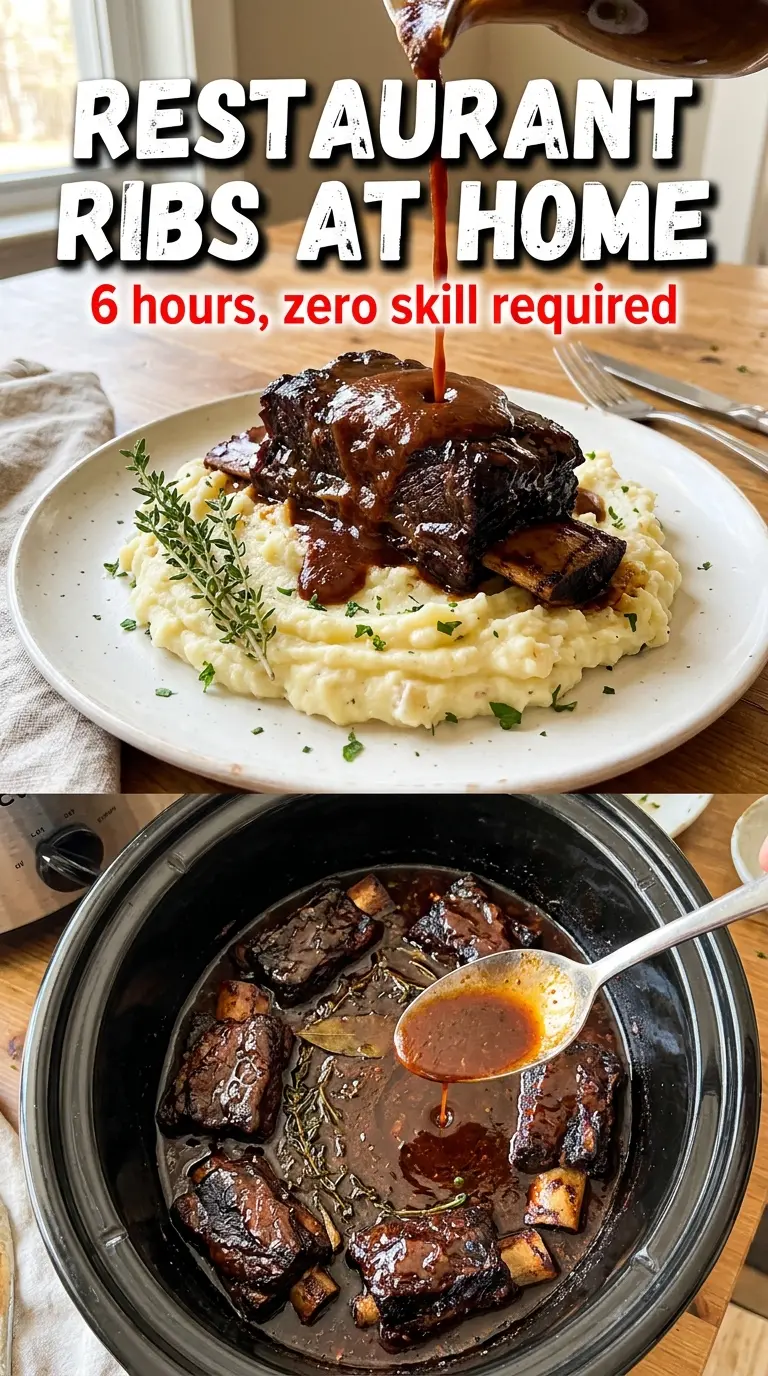 Crockpot Beef Short Ribs, tender braised, glossy sauce