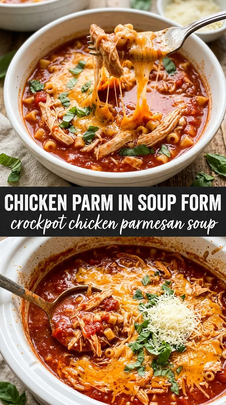 Crockpot Chicken Parmesan Soup tomatoy, cheesy, comforting