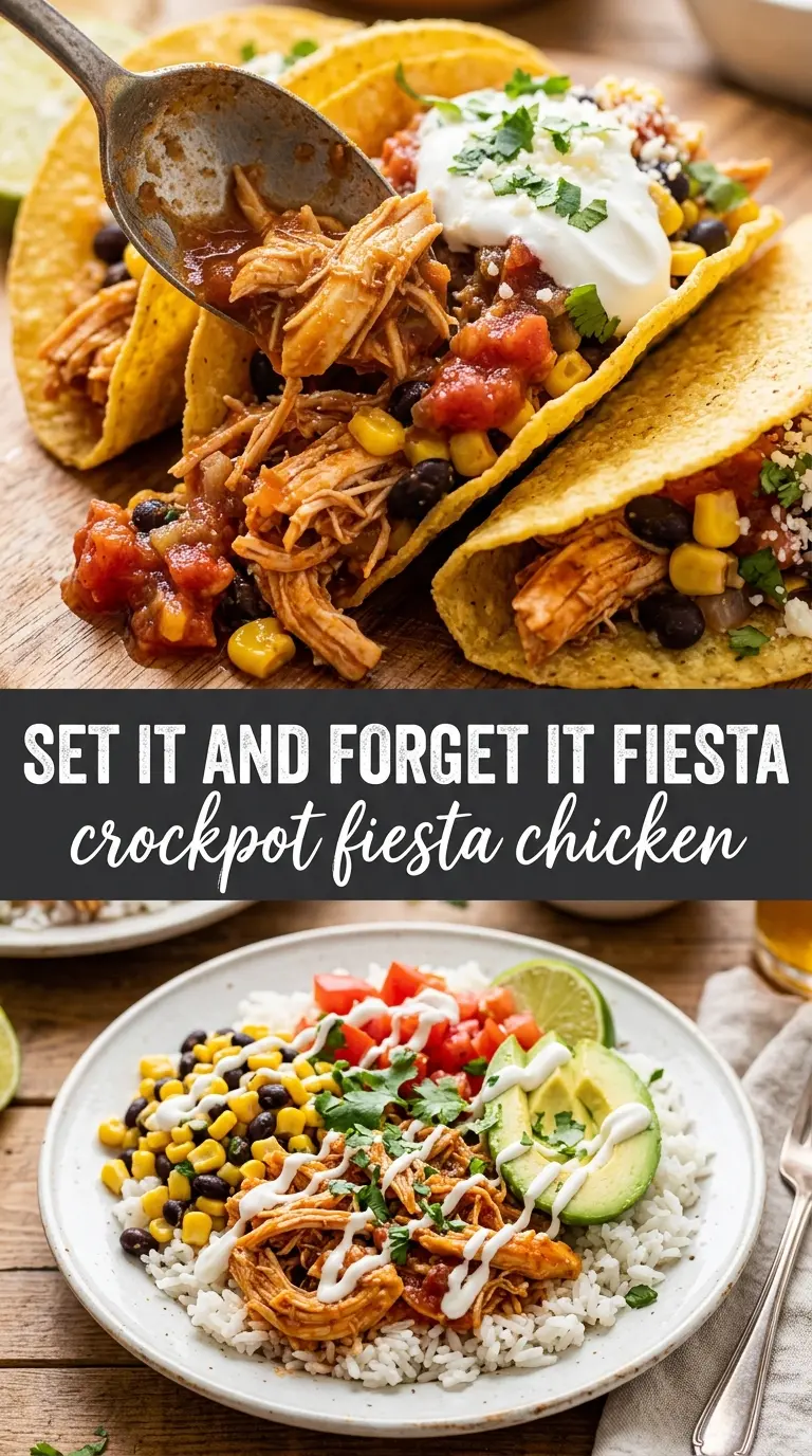 Crockpot Fiesta Chicken creamy shredded Tex-Mex