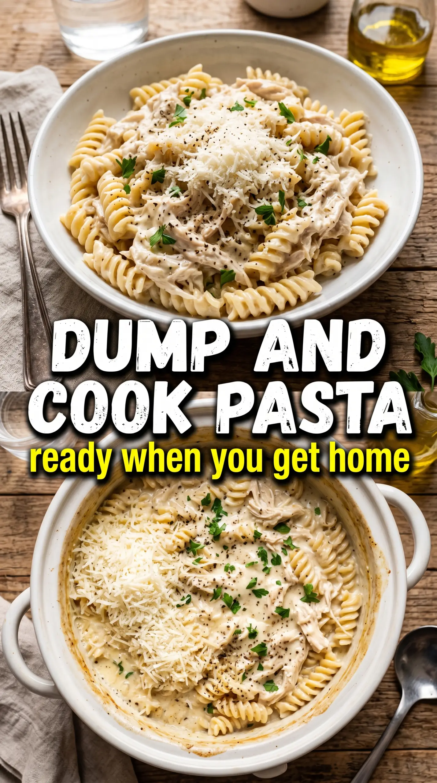 Crockpot Garlic Parmesan Chicken Pasta creamy garlic Parmesan