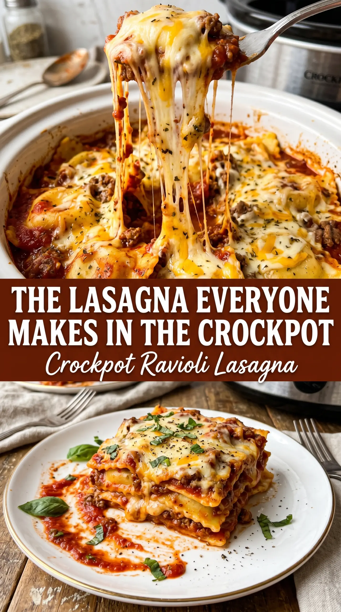 Crockpot Ravioli Lasagna cheesy layered comfort food