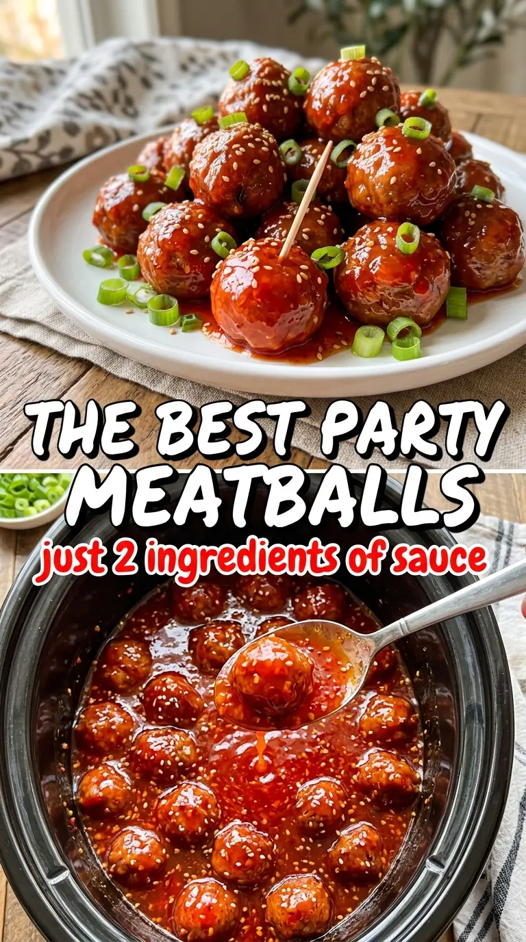 Crockpot Sweet Chili Meatballs glazed, sticky, sesame