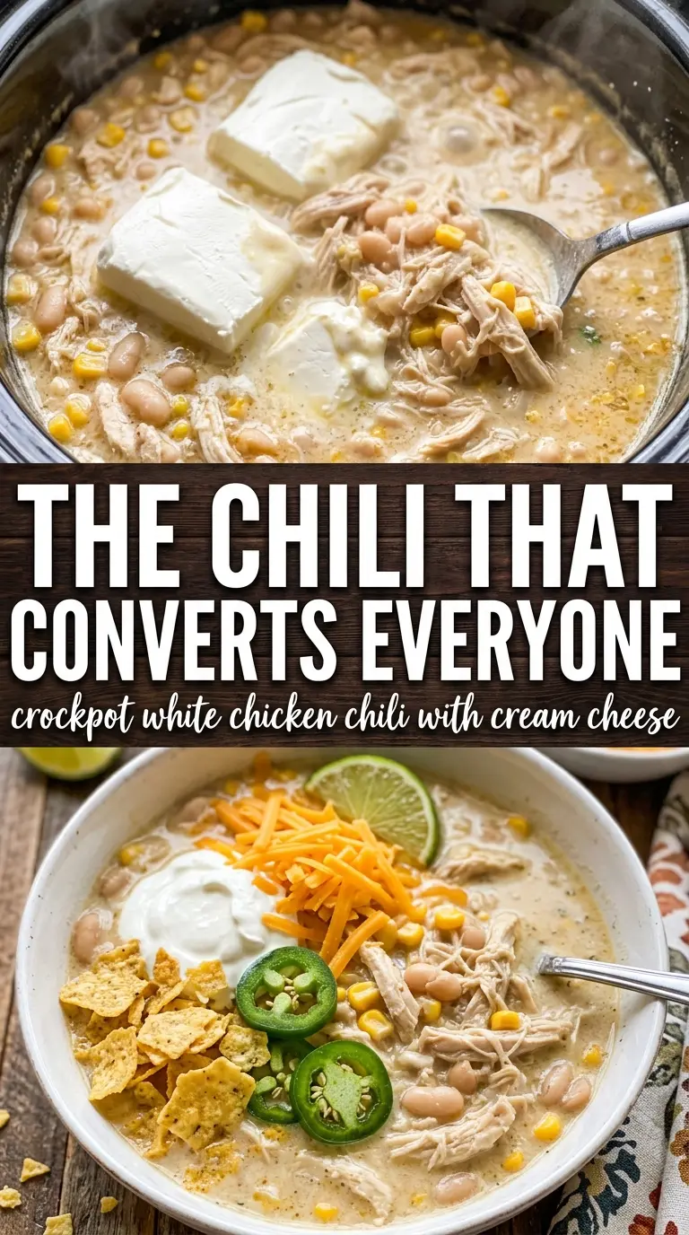 Crockpot White Chicken Chili with Cream Cheese creamy Tex-Mex chili