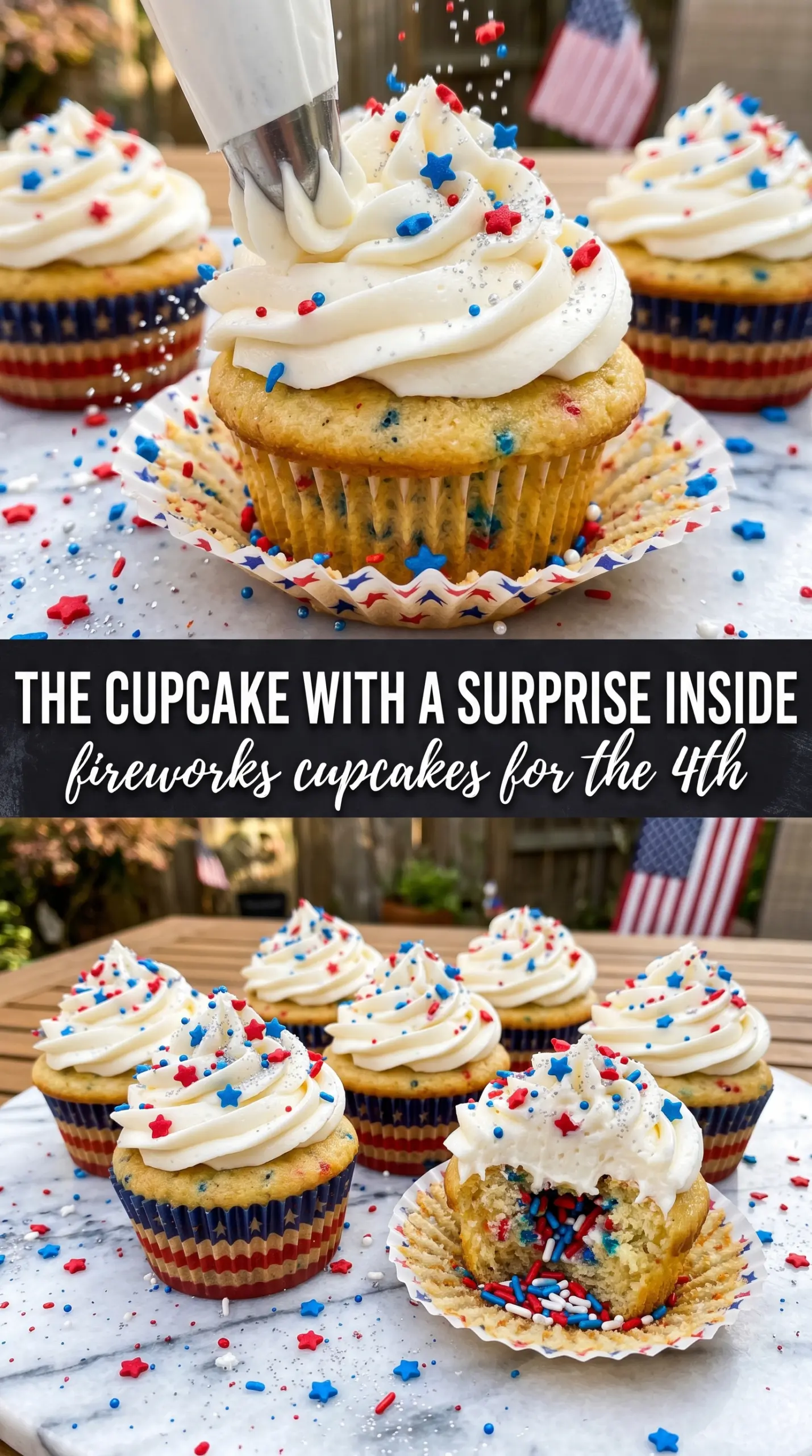 Fireworks Cupcakes tall buttercream patriotic