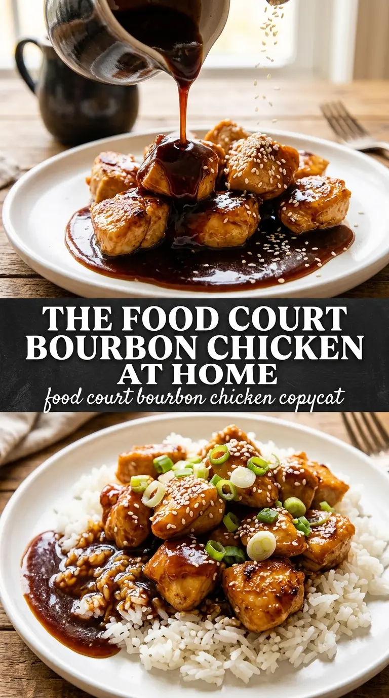 Food Court Bourbon Chicken Copycat sticky glazed chicken