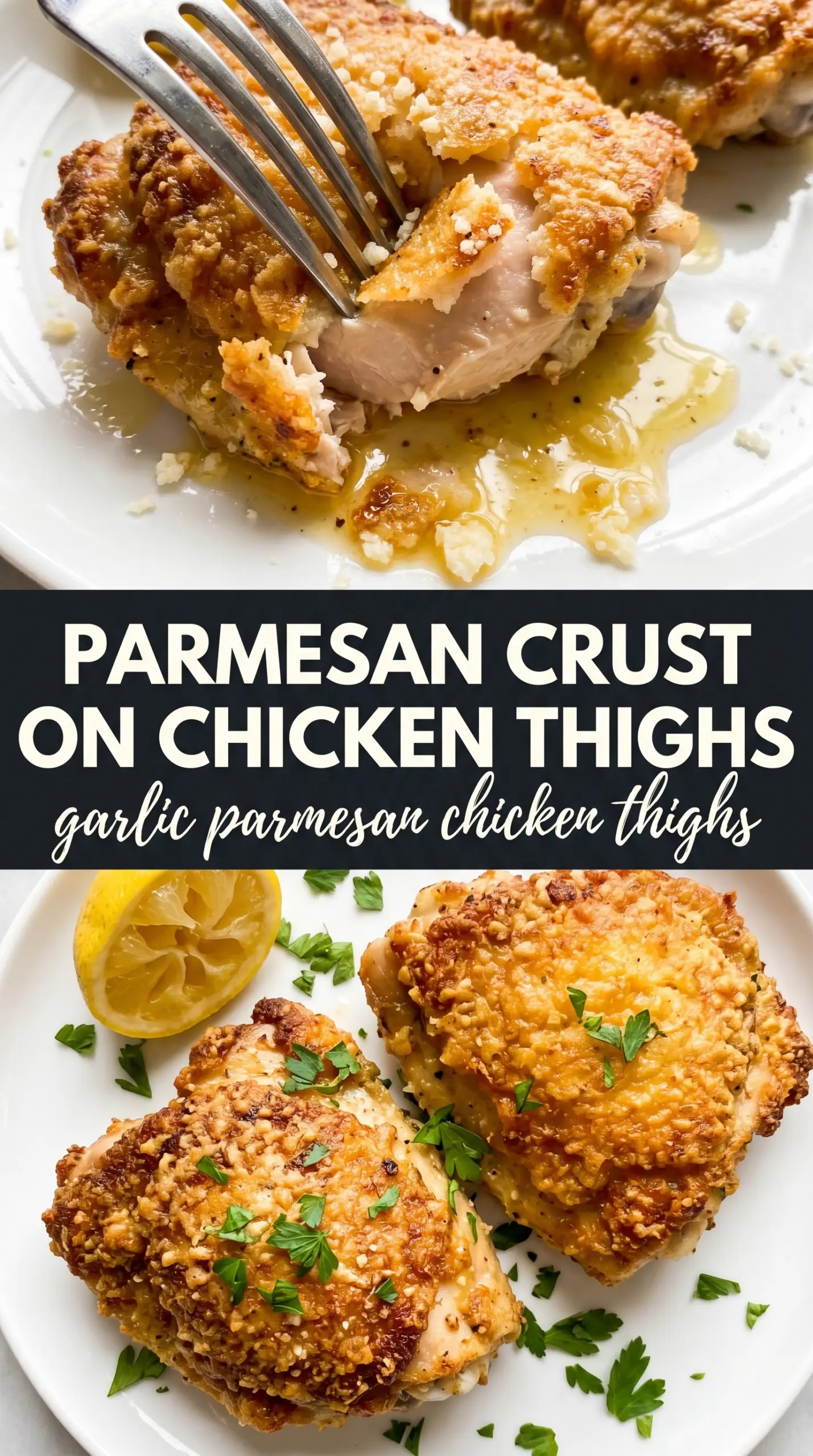 Garlic Parmesan Chicken Thighs crispy golden cheesy