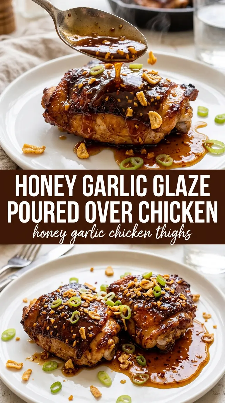 Honey Garlic Chicken Thighs sticky glazed skillet