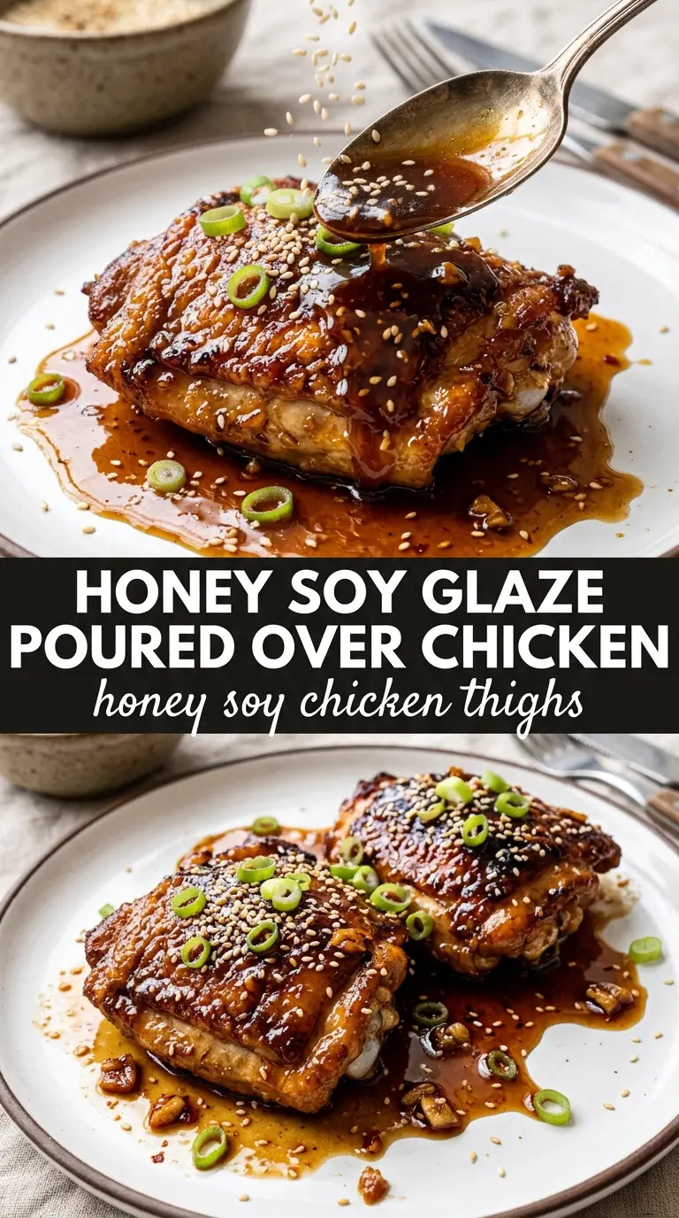 Honey soy chicken thighs sticky caramelized glazed