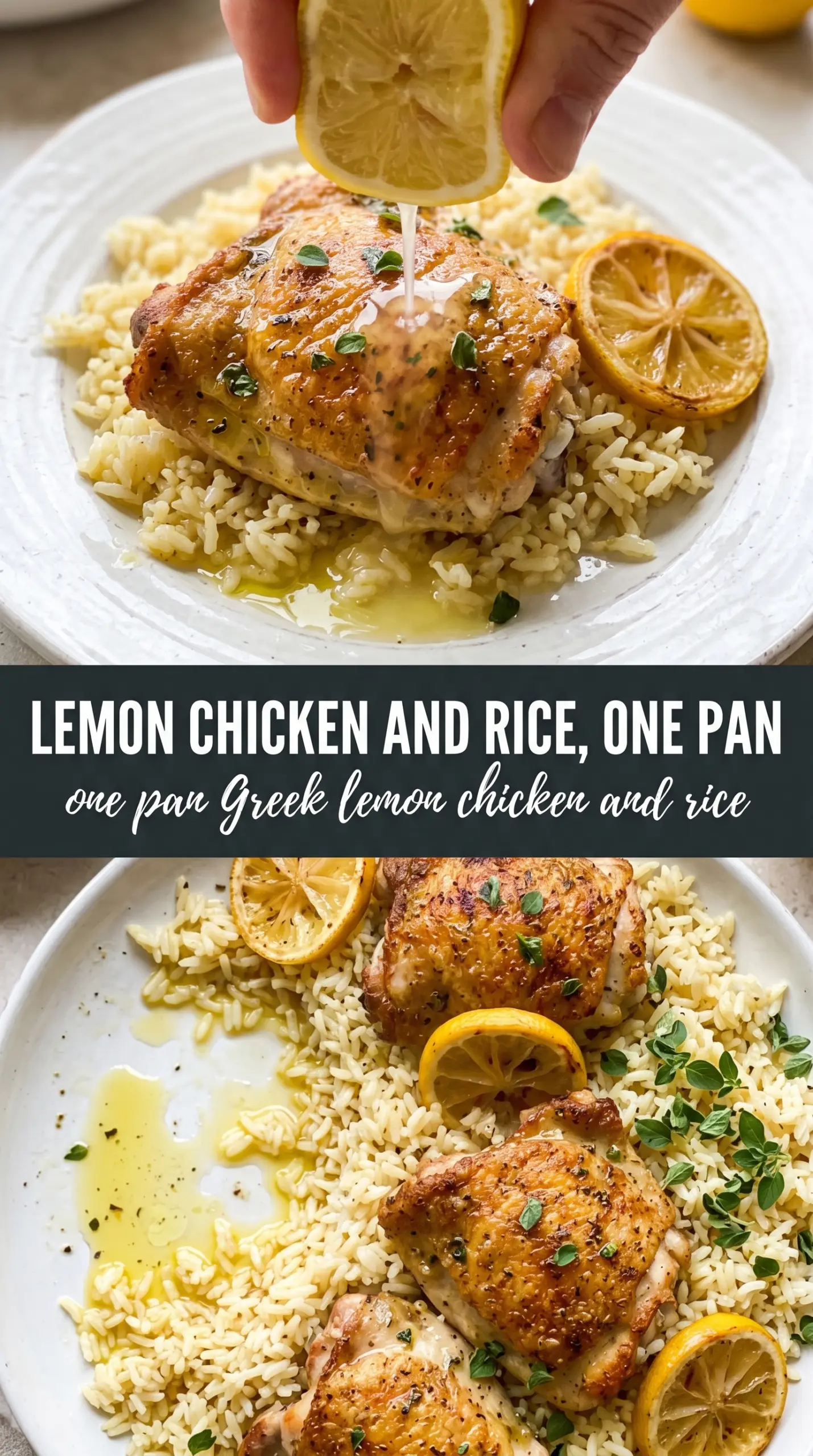 One Pan Greek Lemon Chicken and Rice golden lemony chicken rice