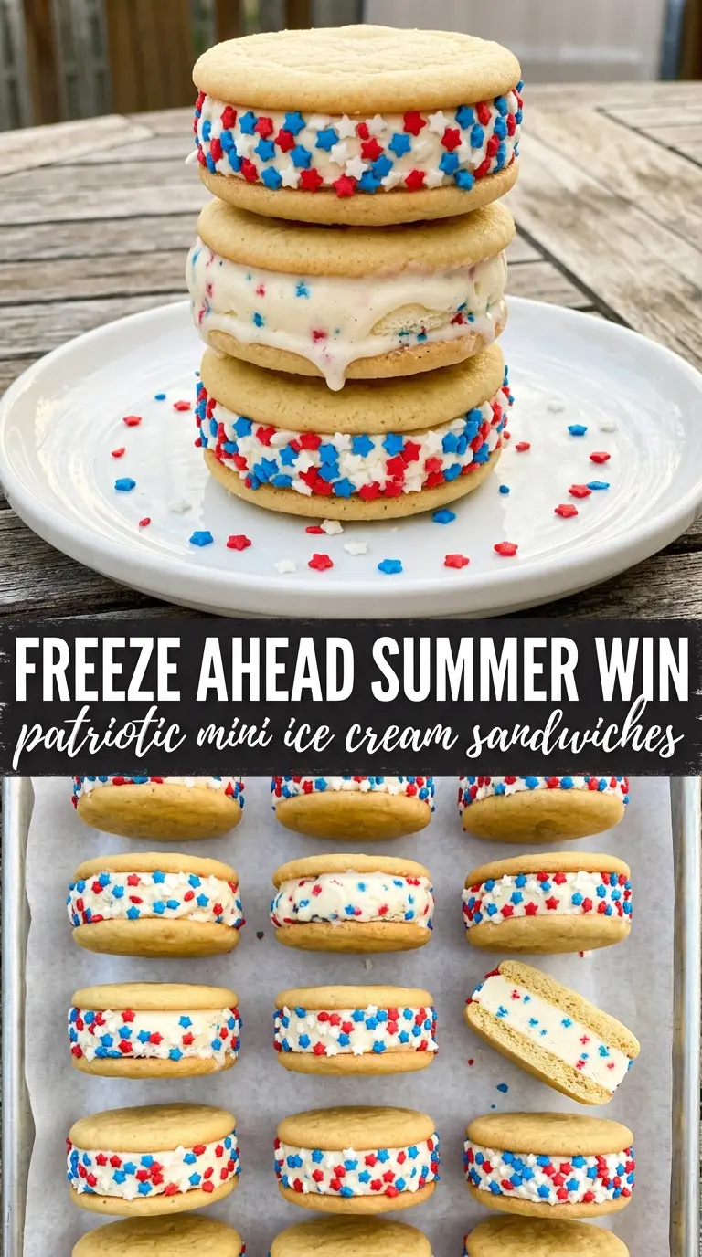 Patriotic Mini Ice Cream Sandwiches red white blue