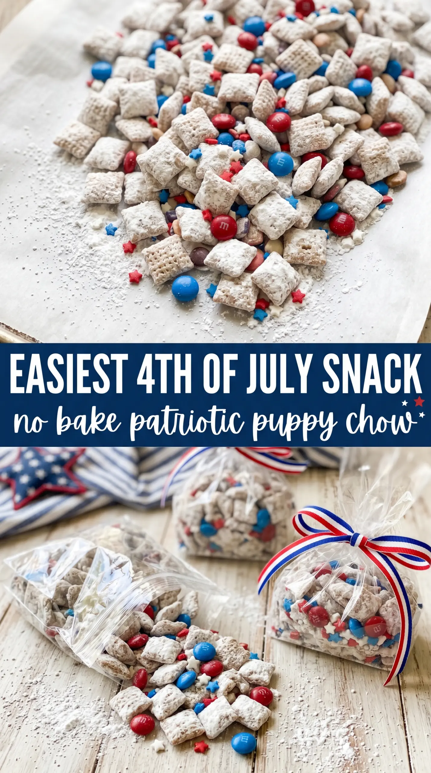 Patriotic Puppy Chow red white blue muddy buddies