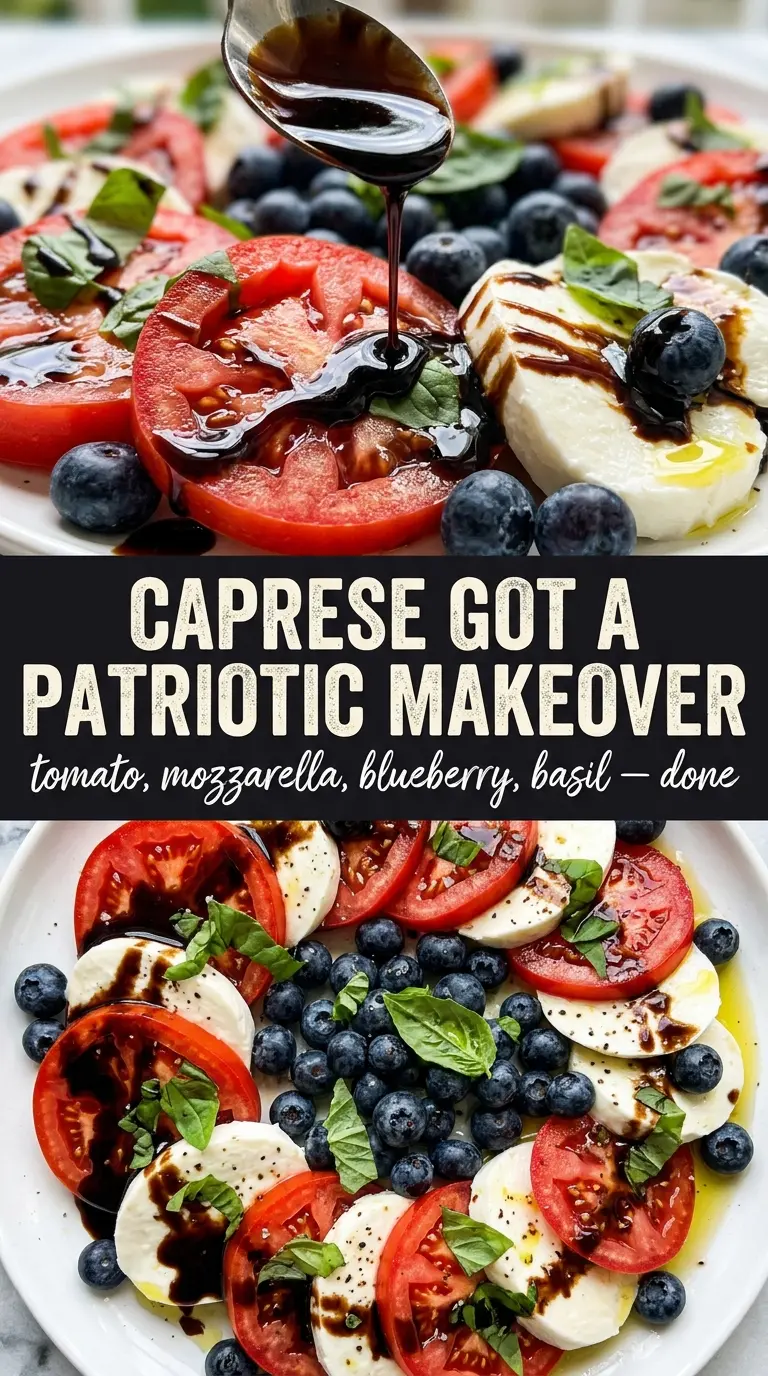 Red, White & Blue Caprese Salad patriotic summer fresh mozzarella