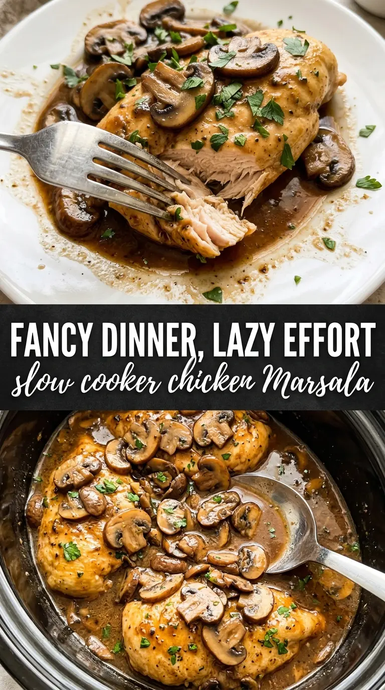 Slow Cooker Chicken Marsala creamy mushroom sauce