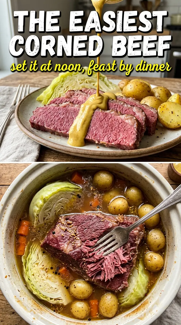 Slow Cooker Corned Beef and Cabbage tender brisket, cabbage, potatoes