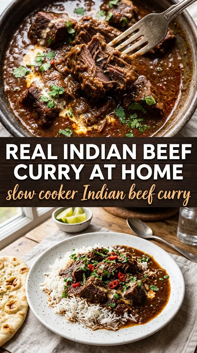 Slow Cooker Indian Beef Curry rich spiced sauce tender beef
