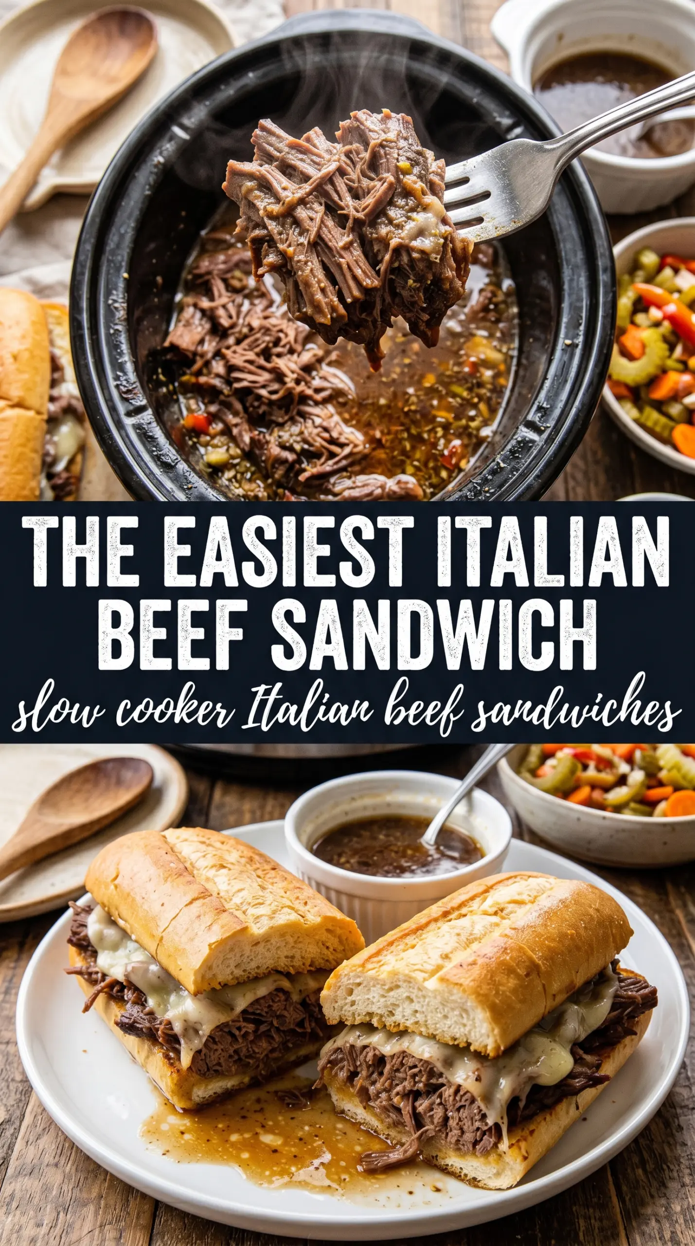 Slow Cooker Italian Beef Sandwiches pepperoncini-spiked, shredded, saucy