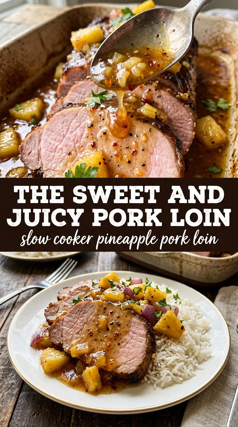 Slow Cooker Pineapple Pork Loin sweet-savory glaze