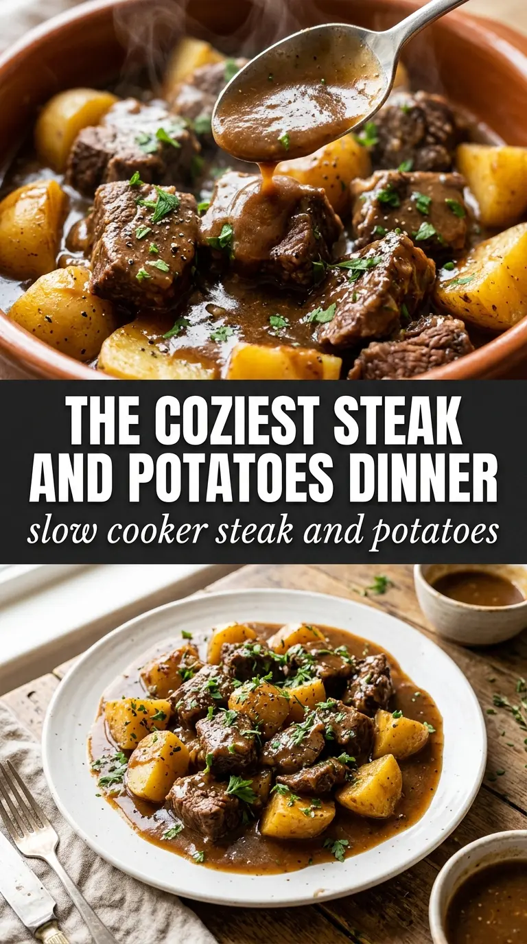 Slow Cooker Steak and Potatoes rustic tender potatoes