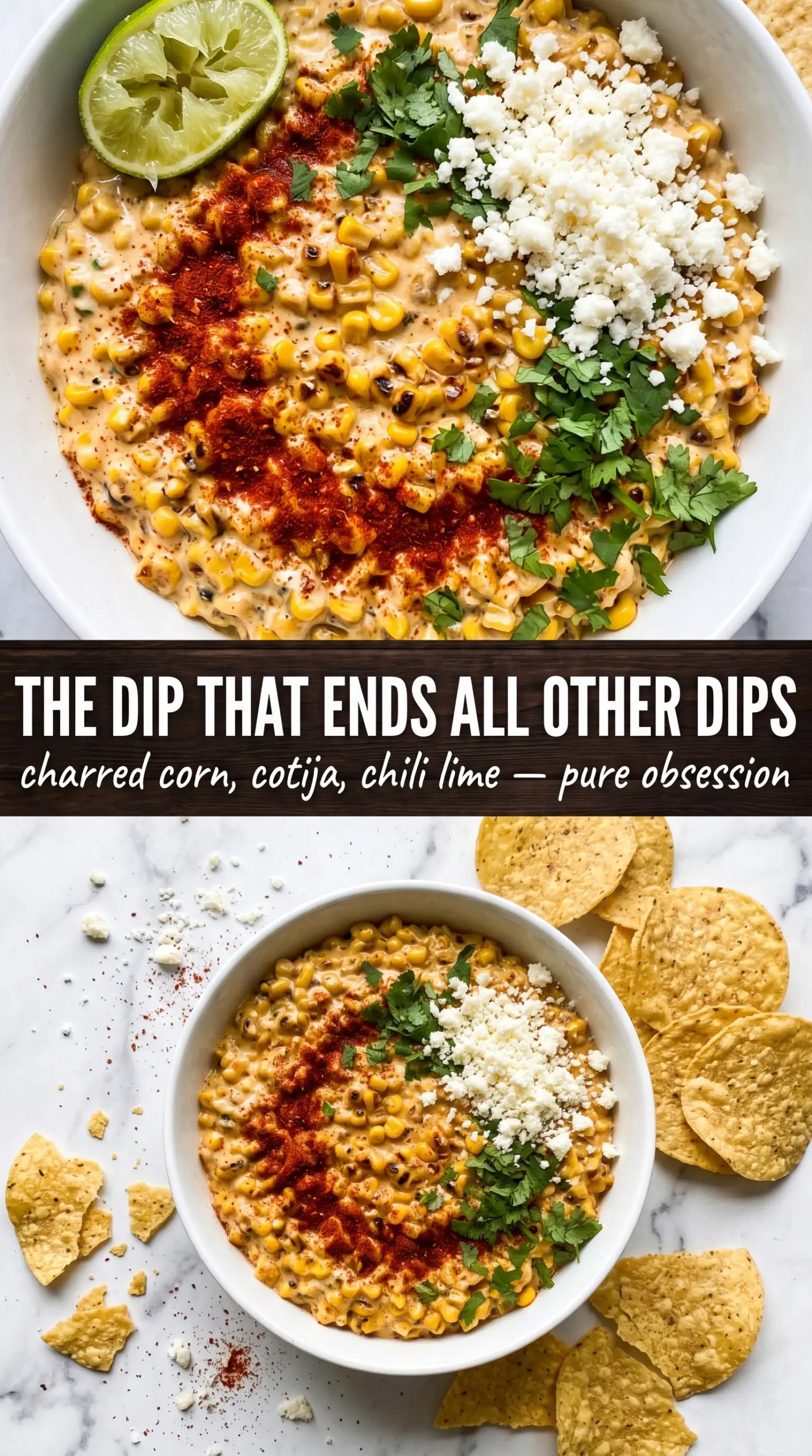 Street Corn Dip creamy charred cotija