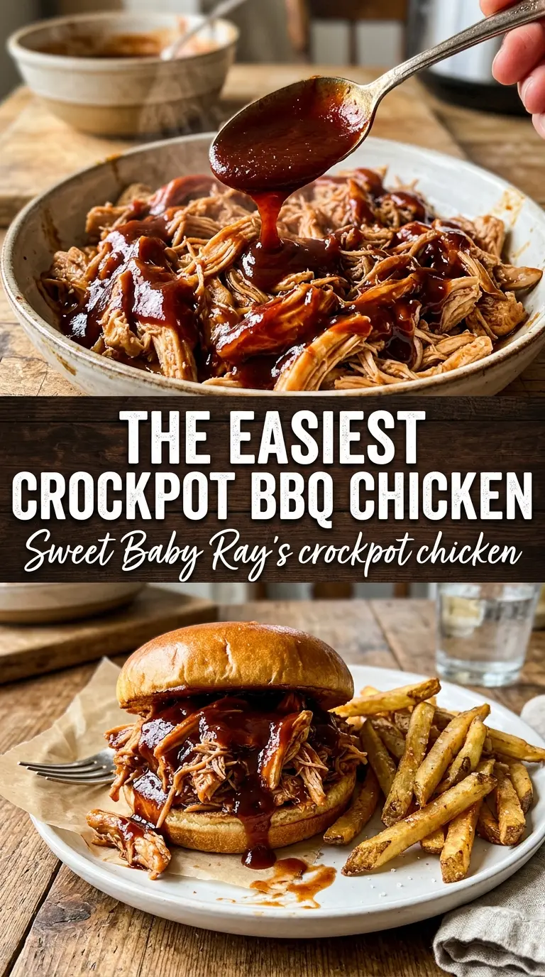 Sweet Baby Ray's Crockpot Chicken sticky shredded chicken