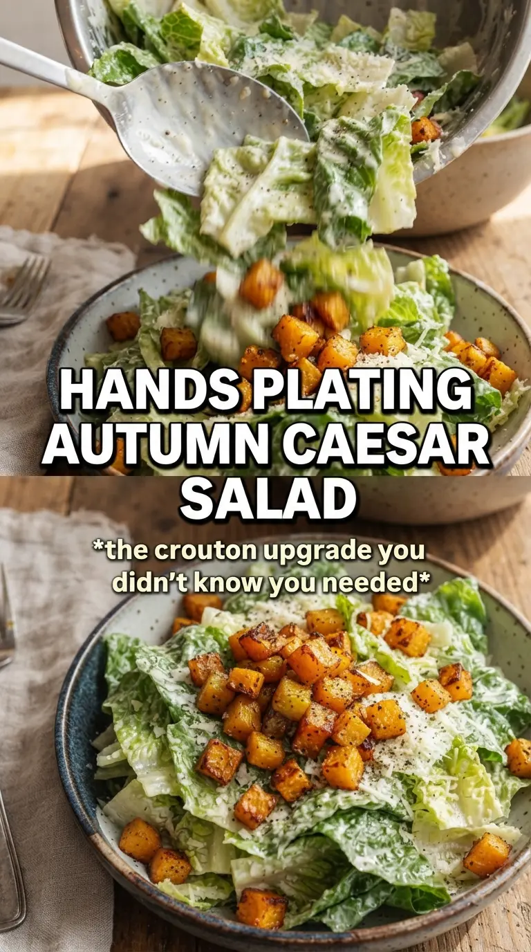 Autumn Caesar Salad With Delicata Squash Croutons, crisp caramelized, savory