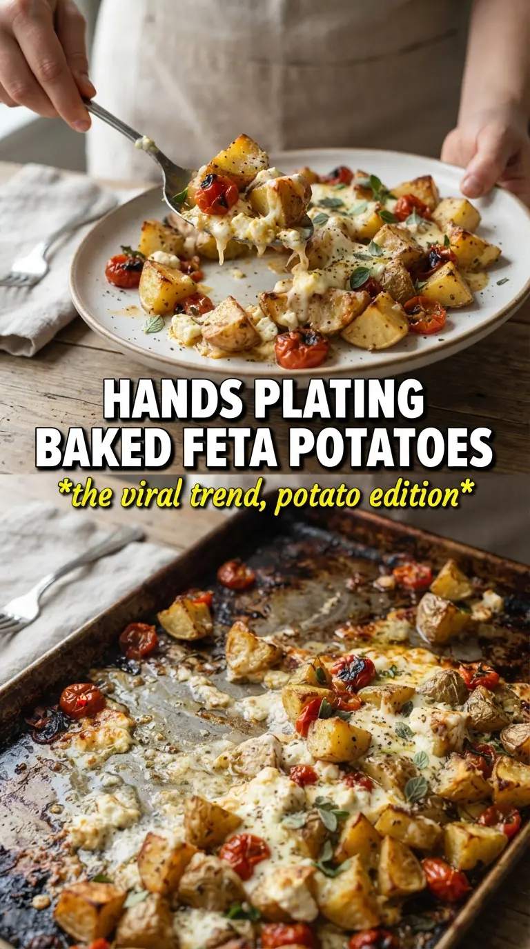Baked Feta Roast Potatoes golden creamy Mediterranean