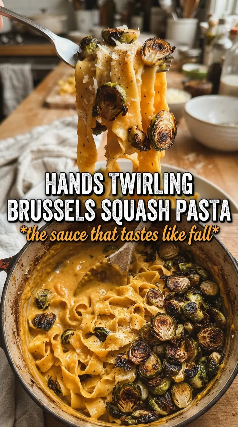 Brussels sprouts and butternut squash pasta roasted caramelized brown butter