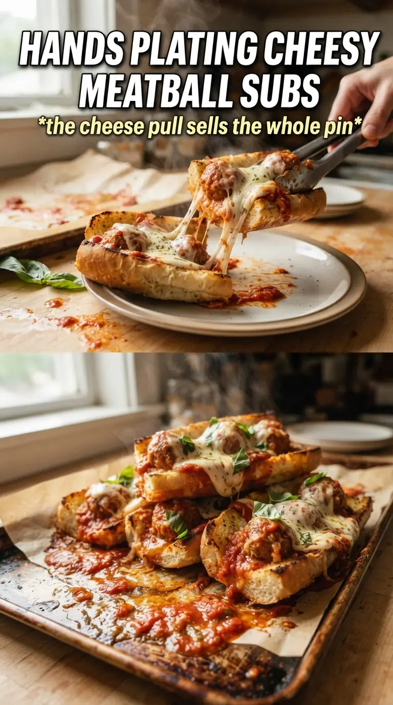 Cheesy Meatball Subs cheesy toasted saucy