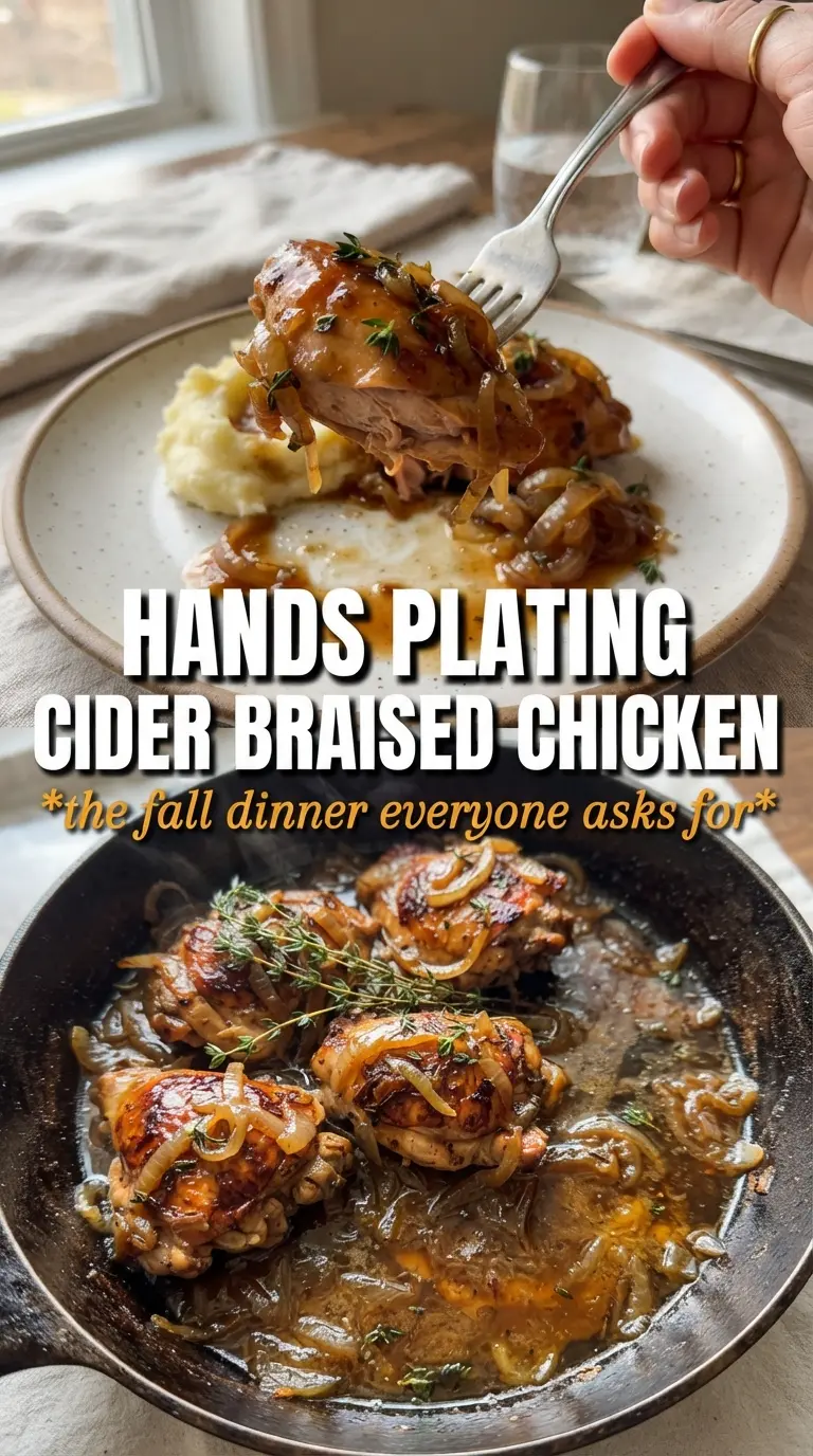 Cider Braised Chicken With Caramelized Onions golden saucy