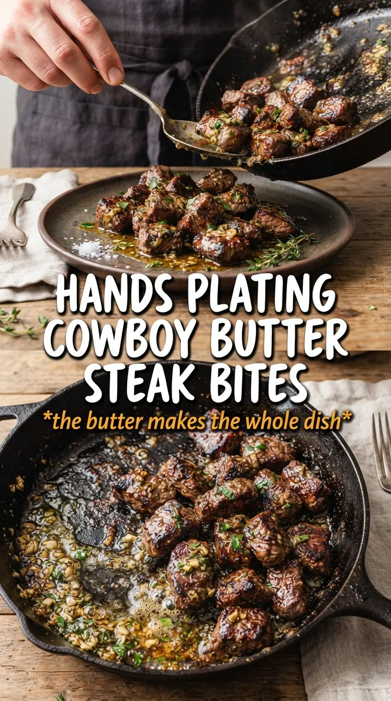 Cowboy Butter Steak Bites with seared beef, garlic herb butter, and red pepper