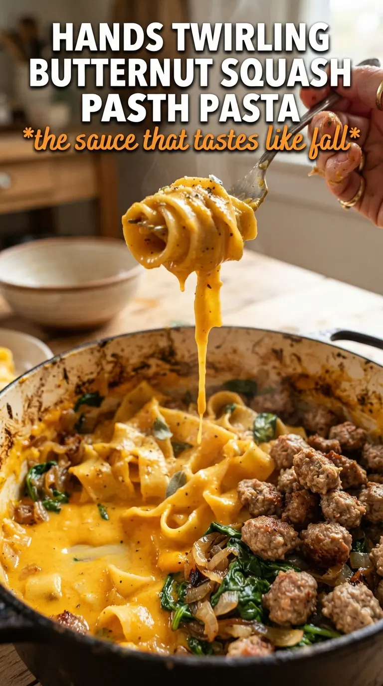Creamy Butternut Squash Pasta With Sausage And Spinach, creamy, savory, vibrant