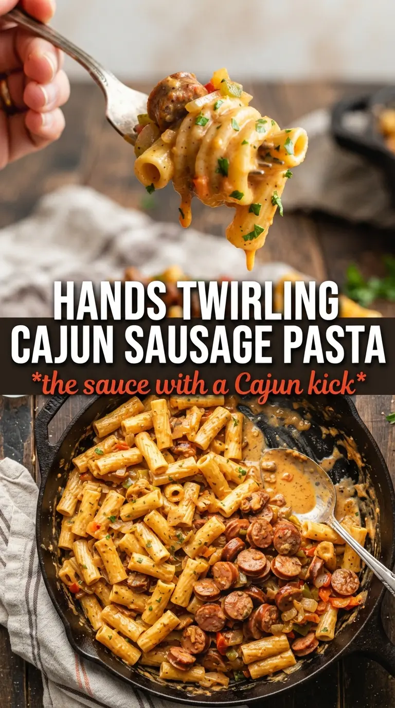 Creamy Cajun Sausage Pasta, smoky, creamy, peppery