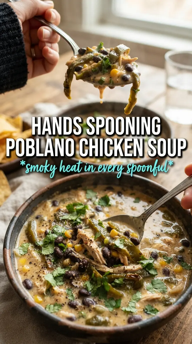 Creamy Chicken Soup With Poblanos And Black Beans smoky creamy
