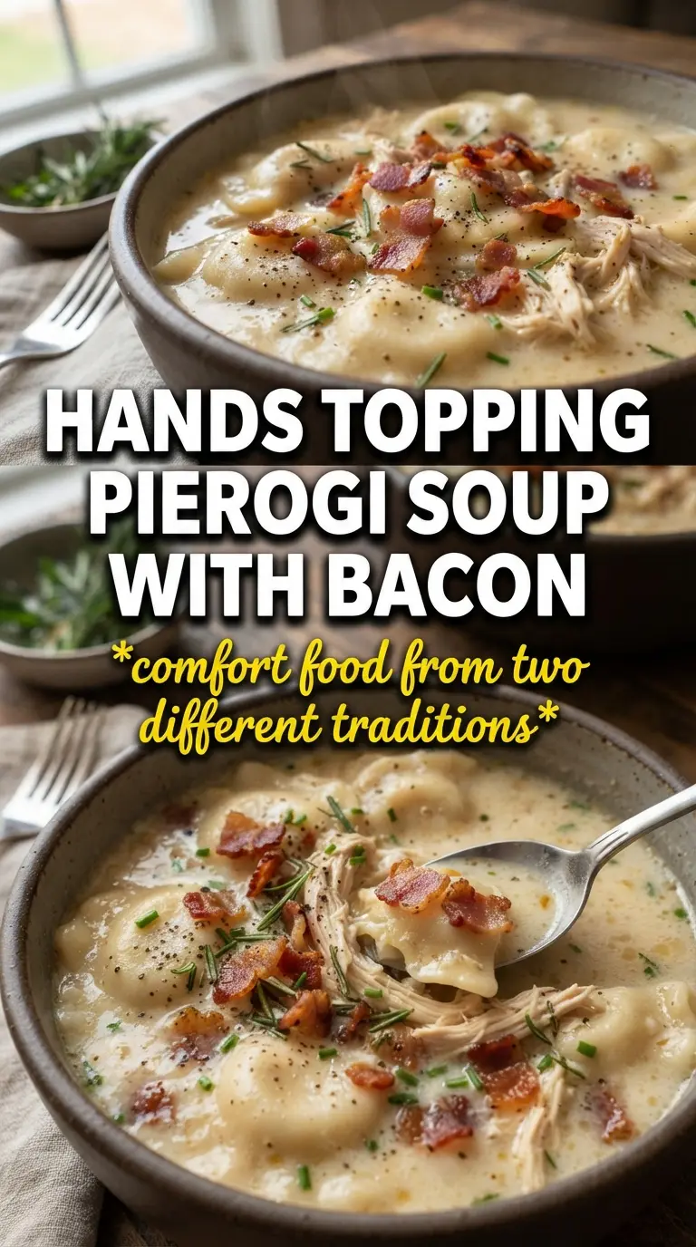 Creamy Pierogi Chicken Soup With Rosemary Bacon creamy hearty savory