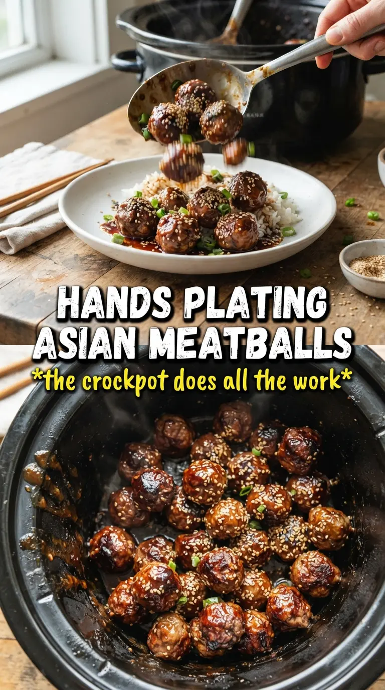 Crockpot Asian Meatballs sticky glossy ginger-soy