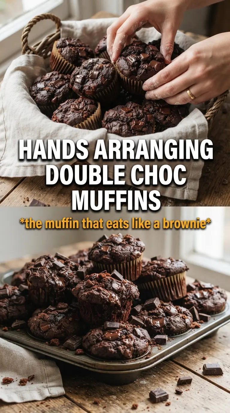 Double Chocolate Muffins, rich, domed, melty