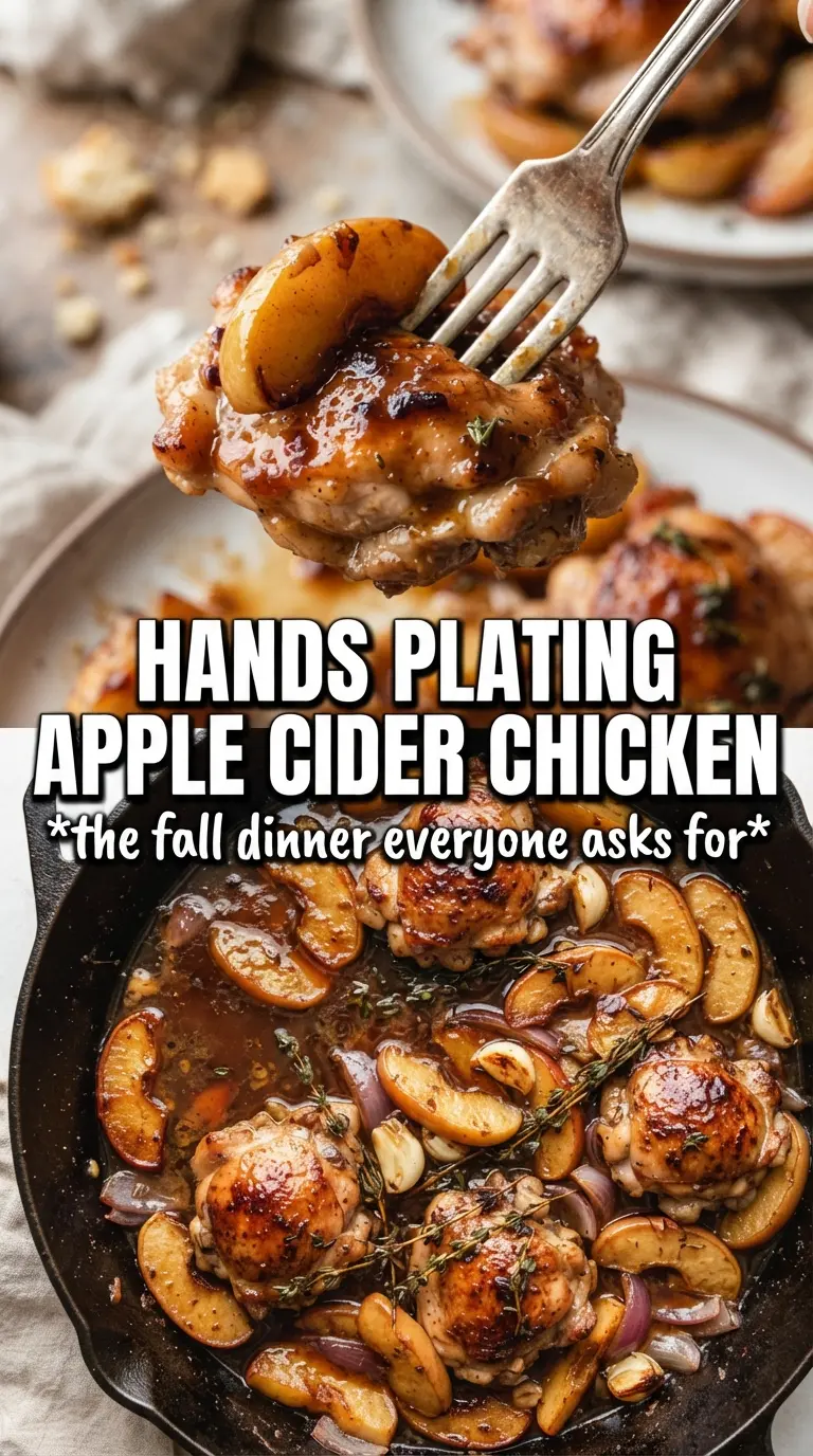 French Apple Cider Chicken with glossy sauce, golden apples, thyme