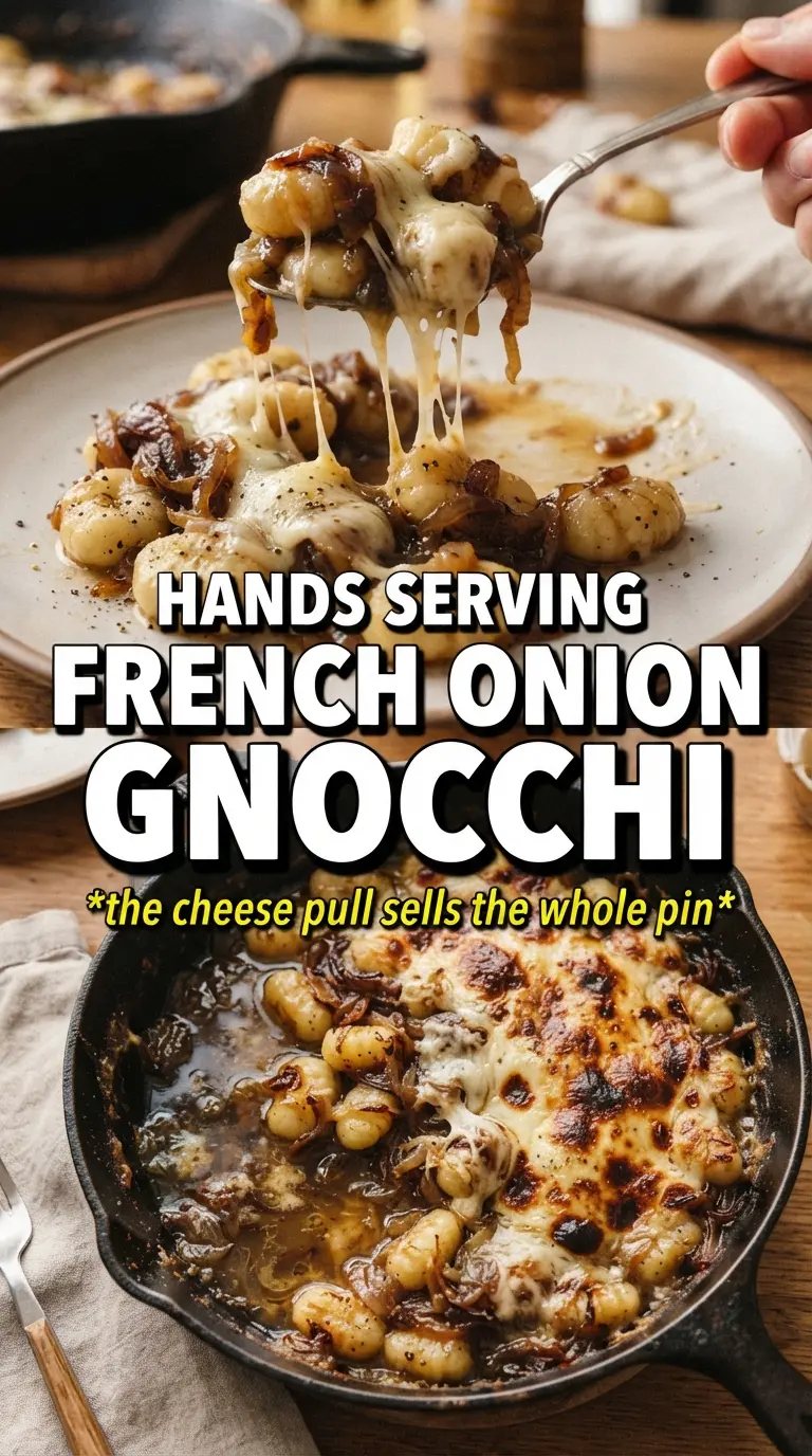 French Onion Gnocchi rich cheesy caramelized
