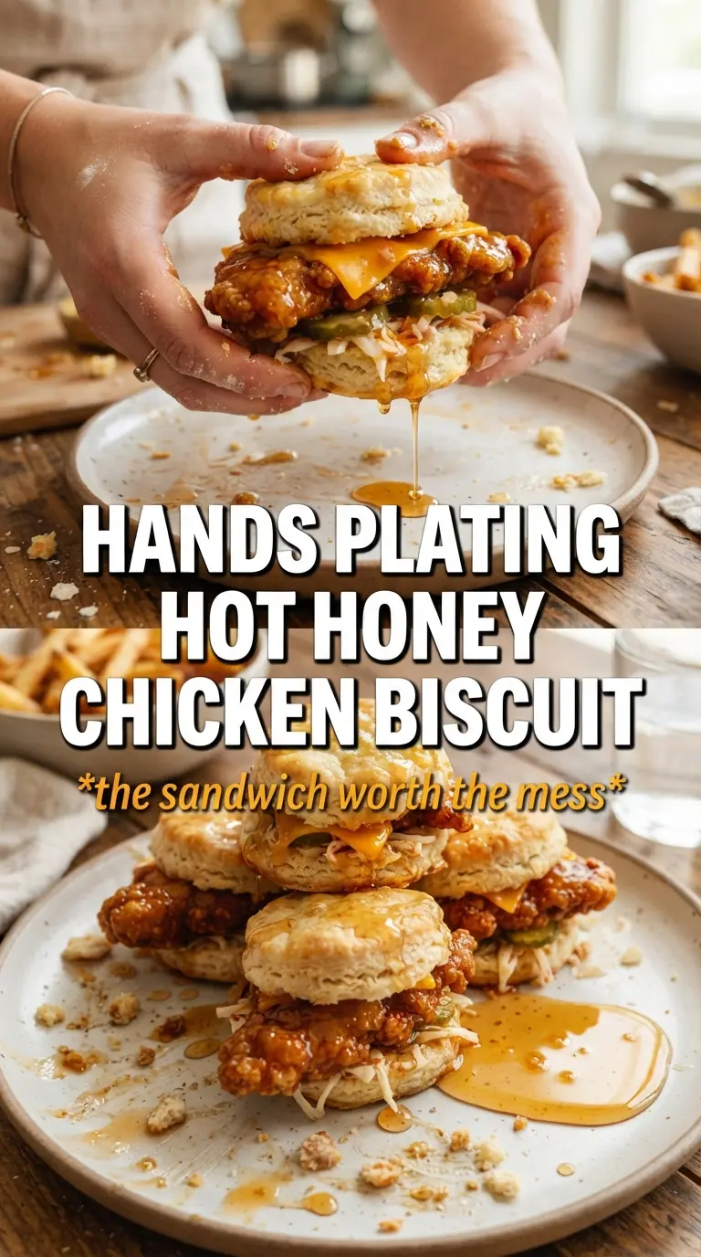 Hot Honey Chicken Biscuits crispy flaky spicy