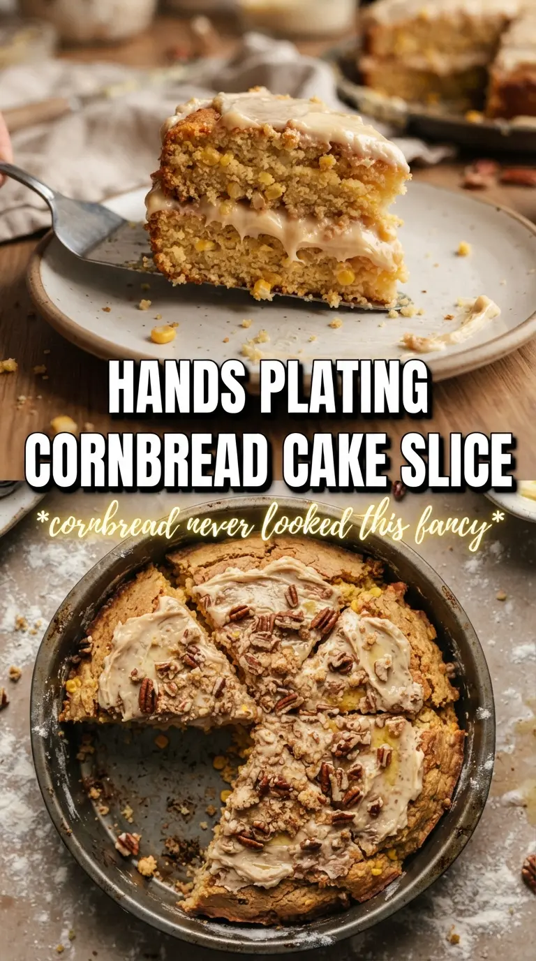 Layered Cornbread Cake With Honey Butter Frosting golden layers fluffy frosting